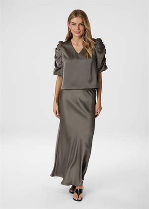 Elba heavy sateen bluse Warm Grey Neo Noir 